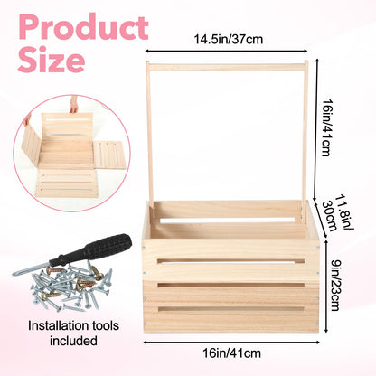 Aiyorse Wooden Baby Shower Crate Closet, Wooden Crate Basket with Handle Baby Gift Basket New Born Welcome Gift Hamper for Boys & Girls Welcome Babies Gifts for New Parents