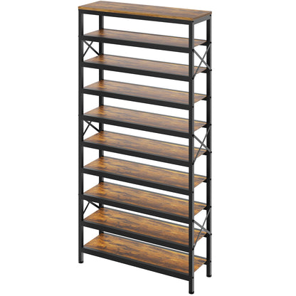 YATINEY Shoe Bench, 3-Tier Shoe Rack, 10-Tier Tall Shoe Rack Organizer, Wooden Shoe Storage for Closet Holds 40 Pairs, HX02BB-SS210BR