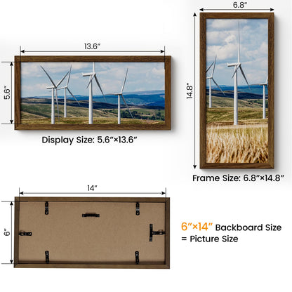 Natural Homi 6x14 Picture Frame,Solid Oak Wood 6"x14" Photo Frame With Walnut Color Finished,Tempered Real Glass 6 by 14 Wooden Frames with No Mat,14x6 Picture Frames for Wall or Tabletop Display