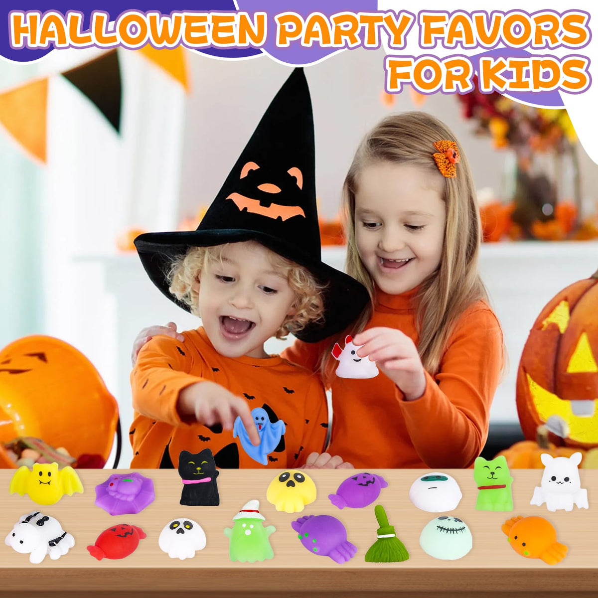 68Pcs Halloween Squishy Toys for Kids, Halloween Party Favors, Trick or Treat Goodie Bag Fillers, Kawaii Squishy Halloween Toys Gifts for Boys Girls Classroom Rewards