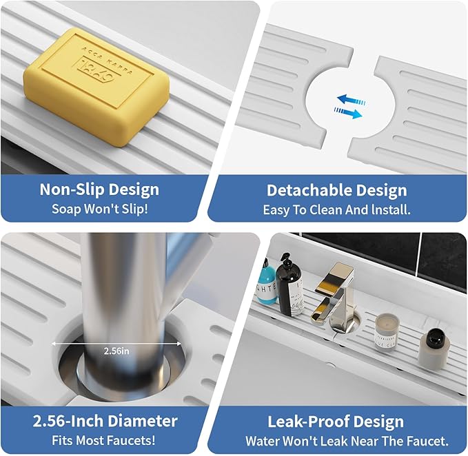 Stone Faucet Mat for Kitchen Sink, Water Absorbing Sink Water Splash Guard