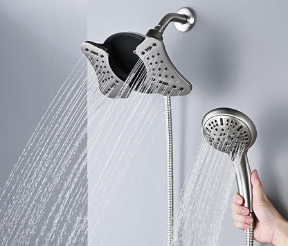 GRICH 2.5GPM Shower Head with Handheld Spray Combo: 2 in 1 Rainfall Shower Heads high pressure & Handheld Shower Head, 9 Spray Modes/Settings Detachable Shower Head with 60 Inch Hose, Nickel