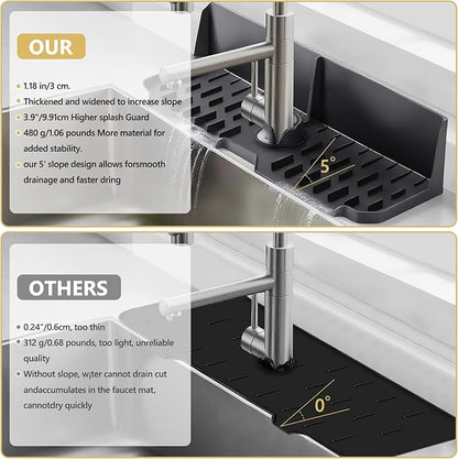Sink Splash Guard Behind Faucet, Silicone Sink Faucet Drying Mat & Dish Soap