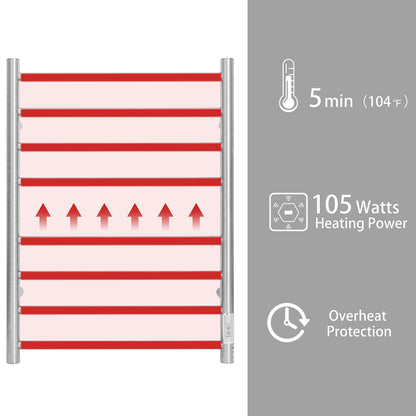KEG Towel Warmer 8 Bars for Bathroom Freestanding or Wall Mounted Bath Towel Heater Plug-in with Built-in Timer Silver