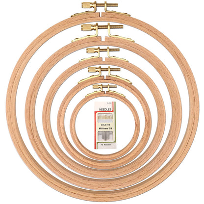 MUFEKUM 5 Pcs 5 Sizes Beech Wood Embroidery Hoops, Cross Stitch Hoop Wooden Circle for Embroidery, Cross Stitch, Needlework, Art Craft Sewing and Hanging, Wedding Wreath Decoration (4”,5”,6”,7”,8”)