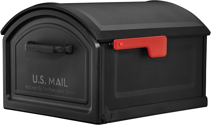 Architectural Mailboxes BILT CRE8 Post Mount Mailbox, Black, Extra Large | Durable plastic build with weather-resistant outdoor construction with a magnetic door closure. USPS approved.