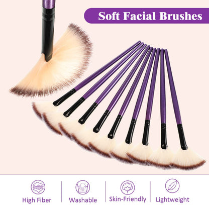 9 Pieces Facial Fan Mask Brushes, Soft Facial Applicator Brushes Tools for Peel Glycolic Makeup for Mud Cream(Champagne)