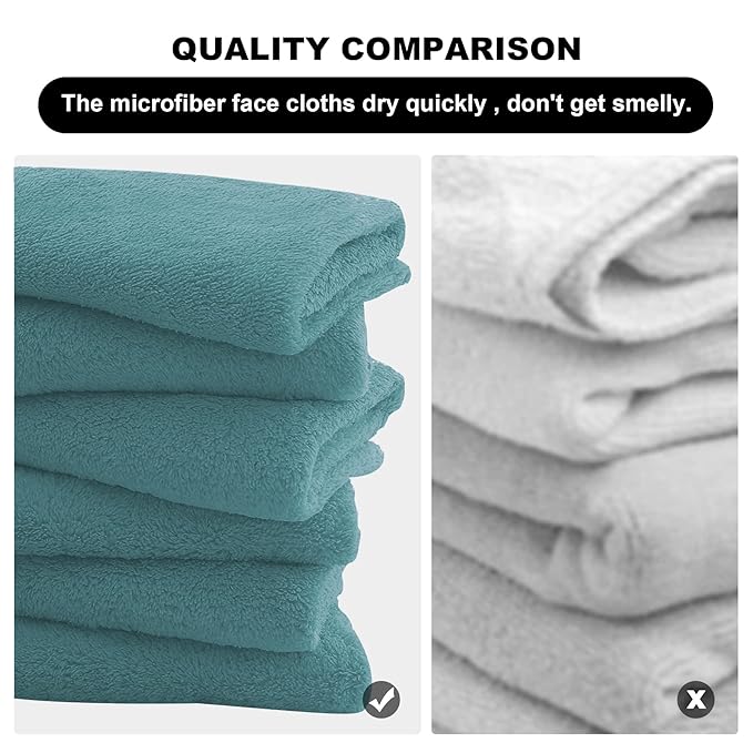 MOONQUEEN Microfiber Facial Cloths Fast Drying Washcloth 12 Pack
