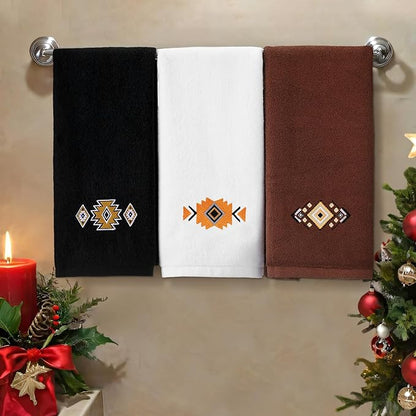3 Pcs Western Aztec Hand Towels Southwestern Bathroom Decor Southwest Sunset