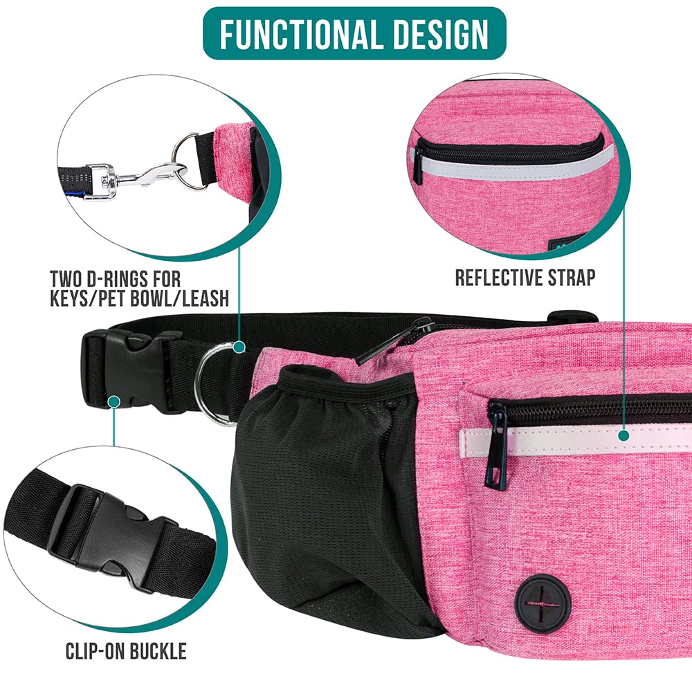PetAmi Dog Fanny Pack, Treat Pouch for Dog Walking, Training, Built in Poop Bag Dispenser, Water Bottle Holder, Collapsible Bowl, Pet Treat Waist Belt for Hiking, Running, Kibbles (Camo Black)