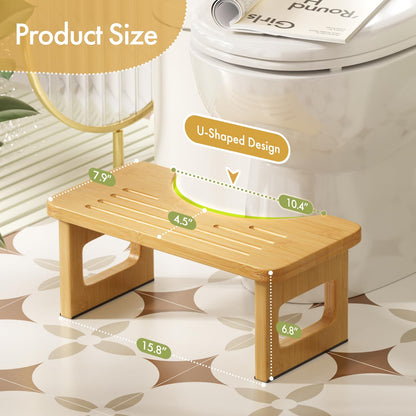 AmazerBath Bamboo Toilet Stool, Foldable Squat Potty Stool for Adults, Non-Slip Poop Stools for Bathroom, 0.59" Thickness Potty Step Stool, Poop Foot Pooping Steps, 6.8"