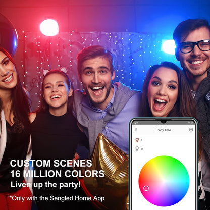Sengled WiFi Color Changing Light Bulb, Alexa Smart Light Bulbs that Compatible with Alexa & Google Assistant, A19 RGB No Hub Required, 75 W Equivalent 800LM CRI>90, Set of 4