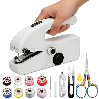 Hand Held Sewing Machine for Adults & Beginners, with a 15 PCS Basic Sewing Kit, Portable Mini Hand Sewing Machine, Dual Power (AC/DC) for Quick Repairs, DIY Projects on Clothes, Jeans, Home & Travel