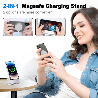 Magnetic Wireless Charger Mag-Safe Charger for iPhone 17/16/15/14/13/12 Series Convertible Magnet Wireless Charging Stand/Pad with 5ft Cable for iPhone and AirPods 2/3/Pro 2/Pro