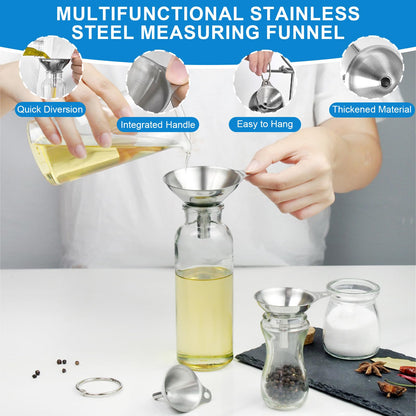 Measuring Cups and Spoons Set 21 Piece, 11 Stainless Steel Nesting Measuring Spoons and Cups with 3 Plastic Measuring Cup, 3 Funnel, 3 Brush, 1 Ruler, Measuring Cup Set for Kitchen Baking Liquid Dry