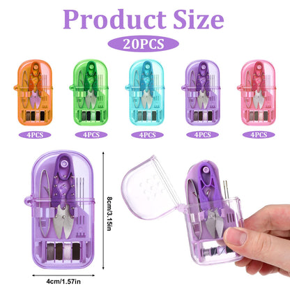 20 Pieces Mini Travel Sewing Kit, Small Emergency Sewing Kit Bulk, Portable Travel Sewings Box Kits, Emergency Repair Tool with Needle Thread Scissors for Beginner Traveler Homeless Home (Multicolor)