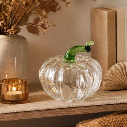 LOGOFUN Crystal Pumpkin Figurine Transparent Fall Table Craft Decor