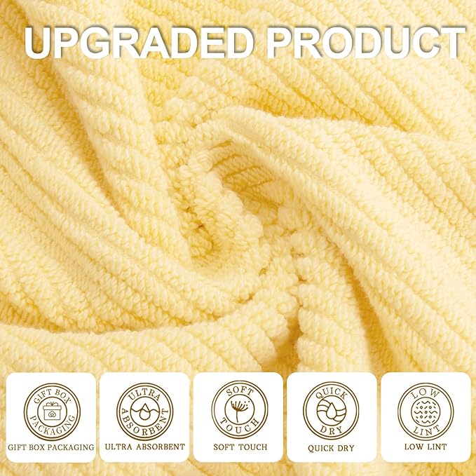 Yellow Bath Towels, Luxury Bath Towels Set of 4, Large 30"x56"