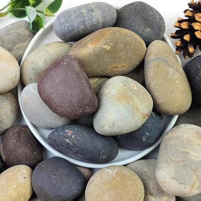 YISZM 20lbs Natural River Rocks, 2"-3" Premium Pebbles for Garden and Landscape Design, Hand-Picked Smooth Stones for Fish Tank, Flower Pots, Indoor Water Fountains, Pathways, Backyard