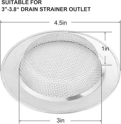 2PCS Kitchen Sink Strainer-Stainless Steel Mesh Drain Strainer, Large Wide Rim