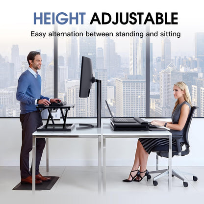Omhuzsyo Standing Keyboard Tray Keyboard stand, Adjustable Height Keyboard and Mouse Riser for Desktop,For Ergonomic Sit Stand Workstations With Wrist Rest、Laptop Desk 26.7 x 11.7 Inch(Black)