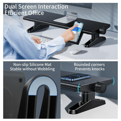 NIFBANG Computer Monitor Stand Riser for Desk,4.4-5.7 Inches Freely Height Adjustable with Cellphone Holder,Multi-Purpose Desktop Organizer Monitor Stands Riser for Computer,Laptop,Printer,TV (BLack)