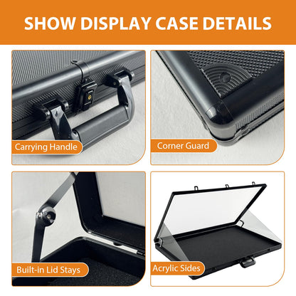 34"x22" Card Show Display Case,Portable Aluminum Trading Card Display Case,Clear Acrylic Card Box with Locks Suitable for Sports Card/TCG/Jewelry Collection (Black)
