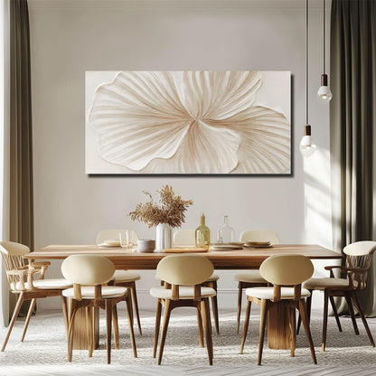 WINKAILIN Flower Wall Art Abstract Floral oil Painting Modern 29x58 White and Gold Large Canvas Artwork Minimalist Decoration for Living Room Bedroom Office Home