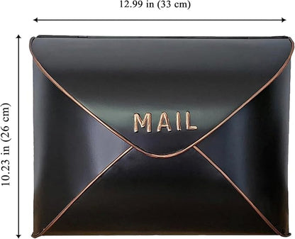 NACH Black Mailbox Wall Mount, 12.5 x 5 x 10 inch Wall Mount Mailboxes for Outside, Waterproof Mailboxes for Outside - Envelope Mailbox