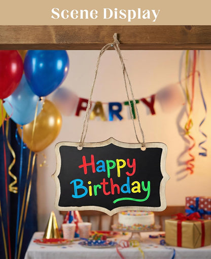DAWZMR 10 PCS Large 5.9×9 inche Hanging Chalkboard Signs, Double Sided Erasable Message Board with 10 PCS Long Hanging String & 7 PCS Color Pen & 2 PCS Cleaning Cloth for Partys
