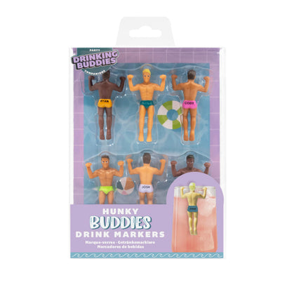 NPW Drinking Buddies Drink Markers, Wine Glass Charms for Parties - Bachelorette, Girls' Nights, Family Get Together & More, Novelty Gifts (6 Count)