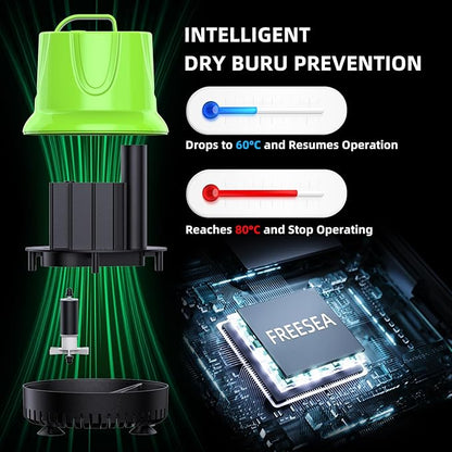 FREESEA Fountain Submersible Water Pump: 845 GPH 60W Small Sump Pump for Outdoor Pond Hydroponic Statuary Waterfall Aquarium Fish Tank