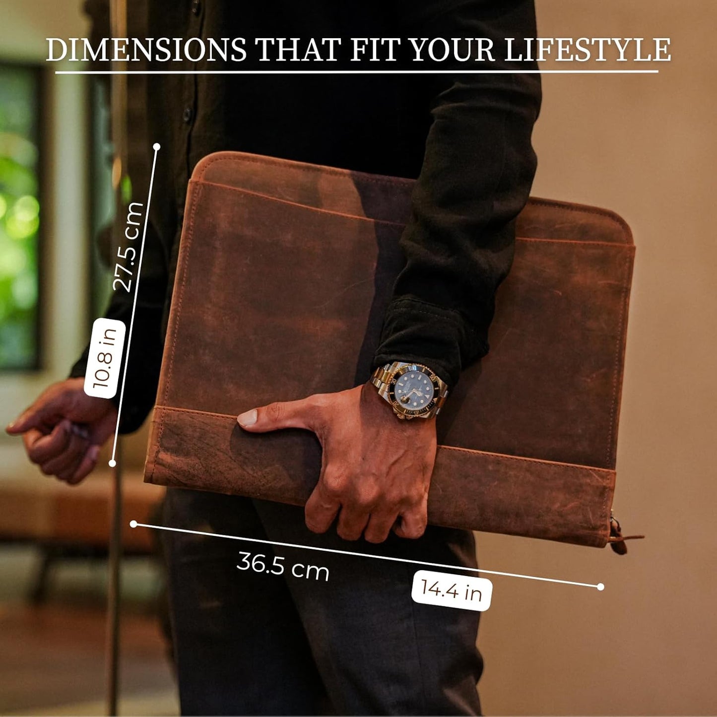 Leather Padfolio with Zipper – Business Portfolio for Men and Women, Legal Pad Portfolio, Leather Folder, Professional Padfolio for Meetings and Interviews