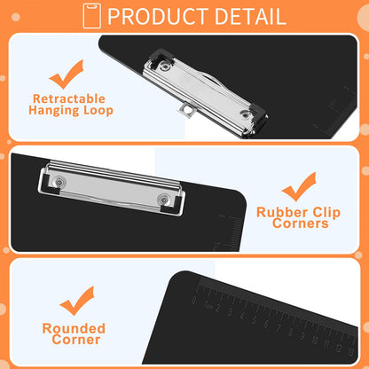 Black Clipboards, PANDRI 12 Pack Plastic Black Clipboards with Low Profile Clip 12.5 x 9 Standard Letter Size Clipboard for classrooms Office