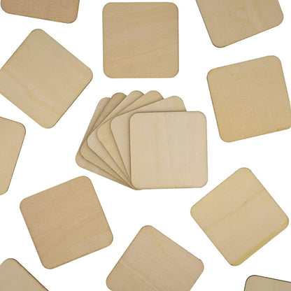 Bright Creations Unfinished Wood Squares - 3 x 3 in, Rounded Edges, 60-Pack - DIY Craft Blanks & Wooden Cutout Squares for Tile Crafts & Magnets