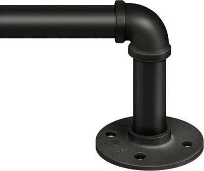 Zeerobee Curtain Rods for Windows 72 to 144, 1 Inch Industrial Wrap Around Black Curtain Rod, Indoor/Outdoor Room Divider Adjustable Drapery Pole, 72"-144"