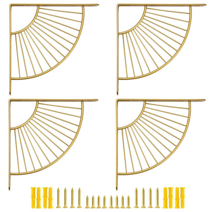 Z METNAL Decorative Shelf Brackets, Brass Metal Shelves Bracket, Wall Decor, Modern Shelving Bracket for DIY Floating Shelves,Gold,6 inch,4 Pcs