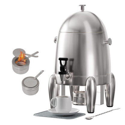 3 Gallon Beverage Dispenser with Stand, Commercial Coffee Urn with Spigot, Hot Drink Buffet Warmer Server for Parties Weddings Holiday Entertaining Catering Events (Plus Mixing Spoon and Drip Mat)