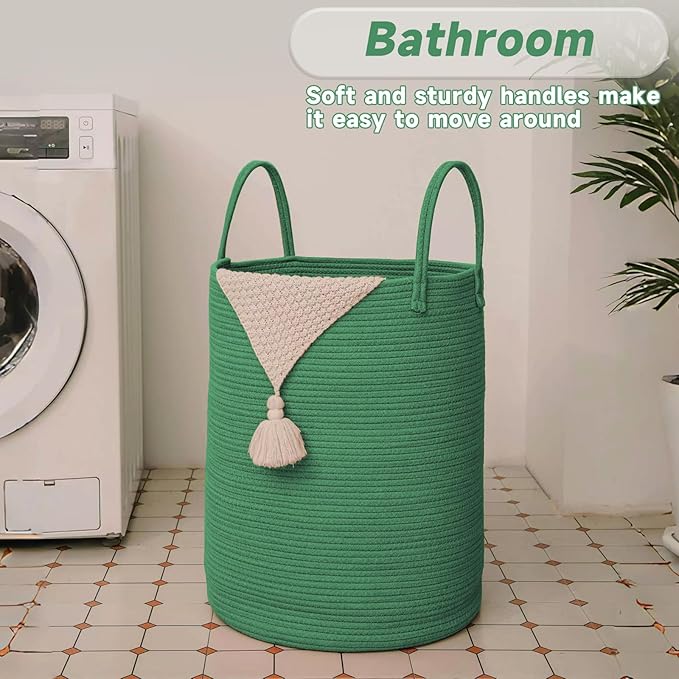 Large Woven Laundry Basket Hamper, 100L Cotton Rope Storage Bin