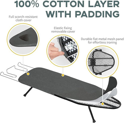 Small Ironing Board Tabletop, RAINHOL Compact Portable Iron Board Foldable
