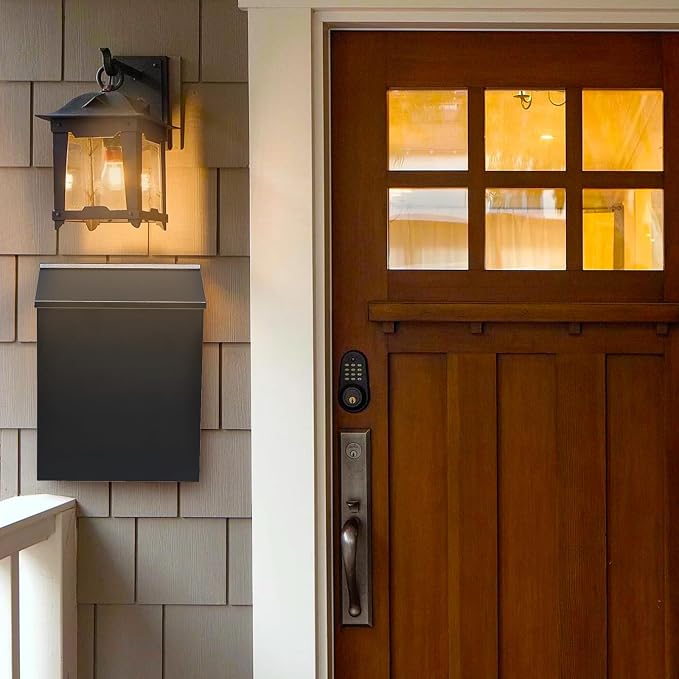KYODOLED Mailbox for Outside, Wall Mount Mail Drop Box, Black | Large Capacity, Fits Letters, Magazines & Documents, Powder-Coated Steel, Weather Resistant, Home, Apartment & Office Use