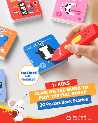 KOKODI Talking Pen 30 Small Books Sets, Interactive Audio Sound Books Kids Learning Electronic Toys for Boys Girls, 30 Palm Books Focused Mini Board Books for Educational Tiny Block Book Learning