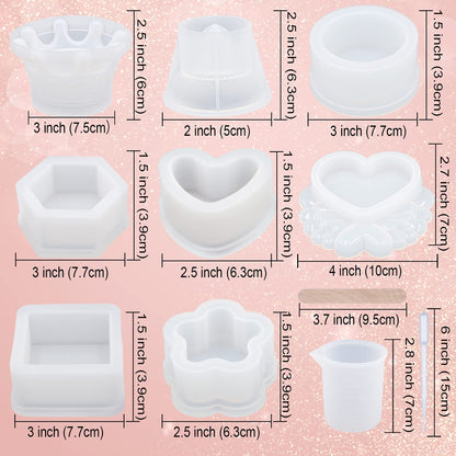 EuTengHao Resin Molds 43Pcs Silicone Molds for Resin, Epoxy Crown Shape Mold Heart Shape Mold with Mica Powder for Storage Box Jewelry Trinket Container DIY Resin Casting Crafts