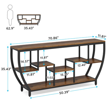 Tribesigns 70.9 Inch Long Sofa Table with Shelves, Rustic Console Table with Storage, Industrial Entryway Table TV Stand, Behind Couch Table Accent Tables for Living Room, Hallway, Foyer