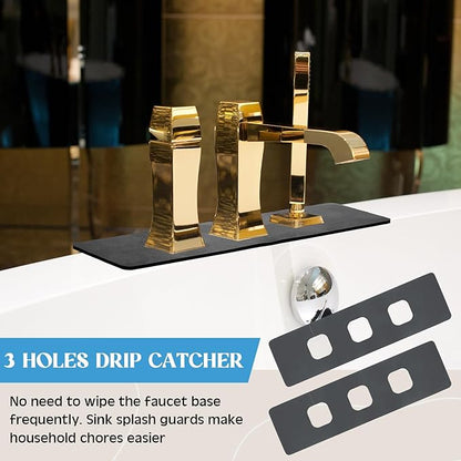 Tioncy 2 Pcs 3 Hole Faucet Mat for Kitchen Sink Kitchen Faucet Absorbent Mat