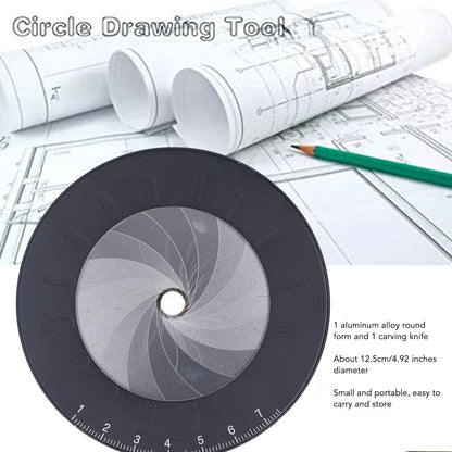 Adjustable Rotatable Circle Drawing Template Ruler with Carving Knife for Precision Craft Cutting, Woodworking and Art Design, Industrial-Grade Round Stencil Tool