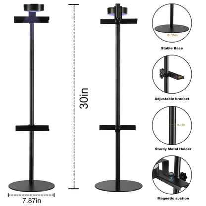 Adjustable Desktop Photo Frame Stand with Magnetic Wall Painting Light, Holds Picture Frames up to 30 Inch,with Rechargeable Battery,Metal Vertical Stand with 3 Color Temperature & 13RGB Poster Lights, for Displaying Picture Frames, Artworks (1 Pack,Black