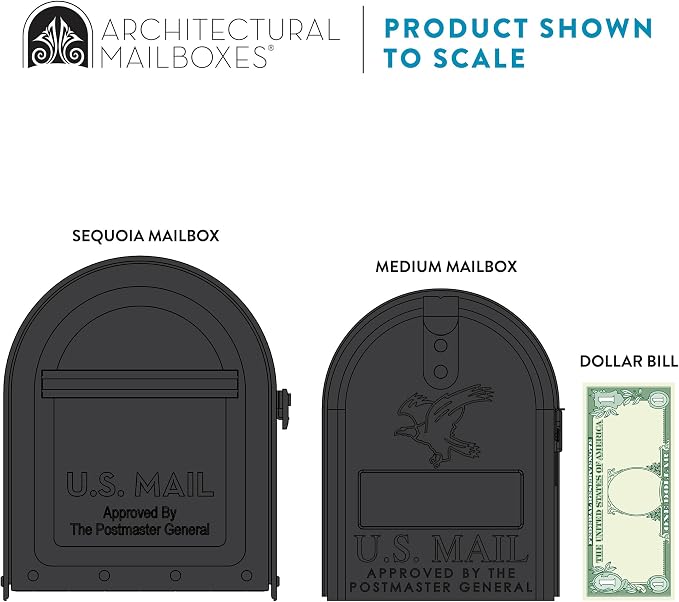 Architectural MAILBOXES 5560B-R-10 Architectural Mailboxes Sequoia Post Mount Mailbox, Large, Black