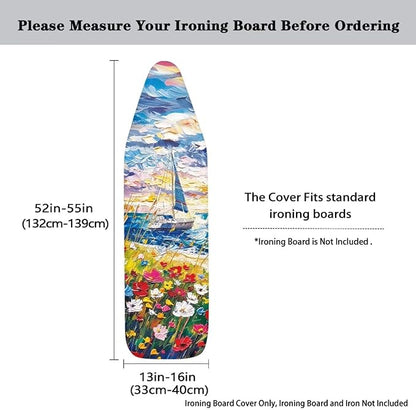 Floral Print Ironing Board Cover and Pad, Stretch Standard Size Thick Padding