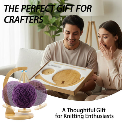 Yarn Holder for Crocheting and Knitting, Wooden Yarn Spinner with Magnetic Rotating Mechanism,Gift for Crocheter and Knitter（Natural）